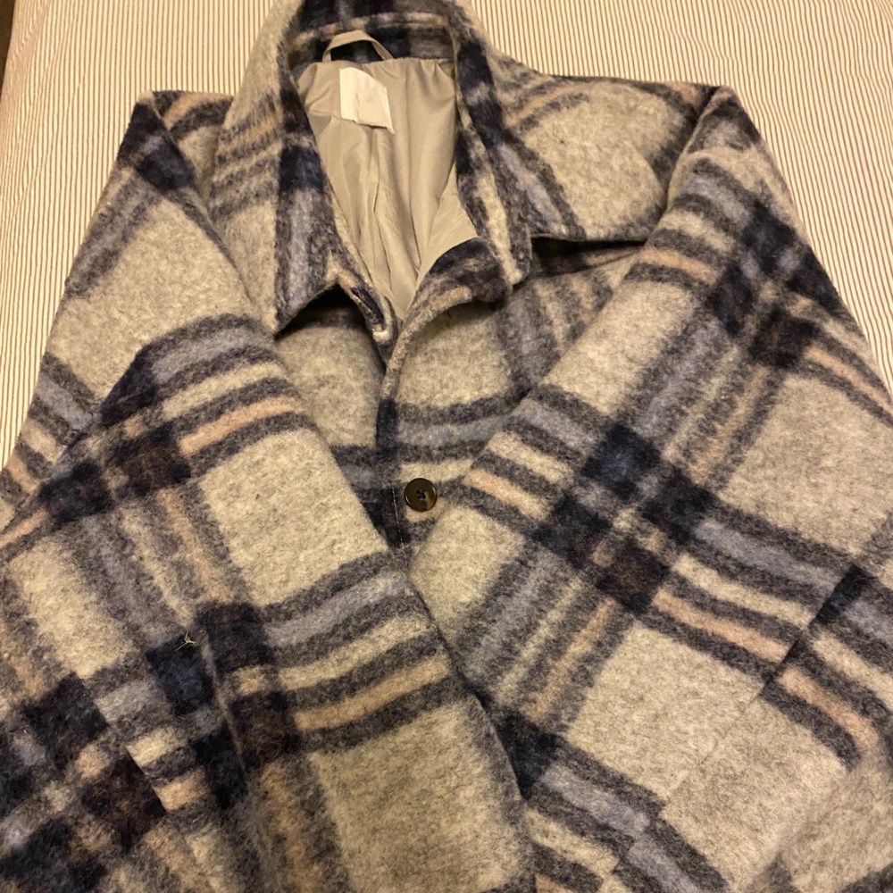 Plaid maxi shirt coat